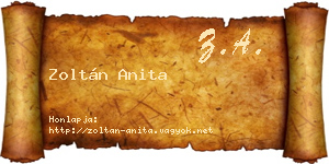 Zoltán Anita névjegykártya